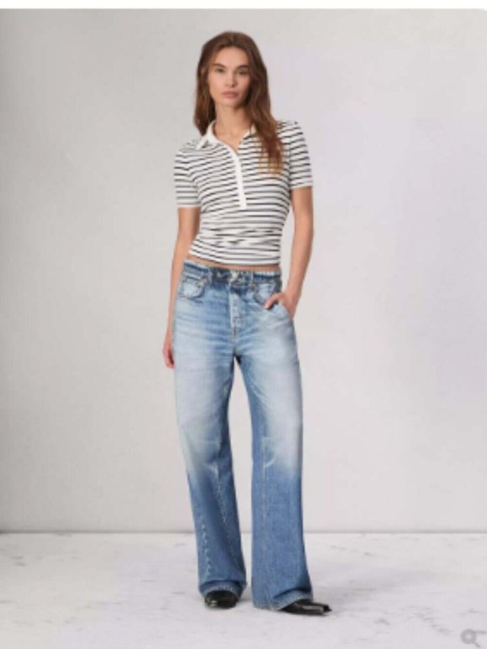 Rag & Bone RB Miramar Wide Leg Pants Noosa Blue Jeans Sz L